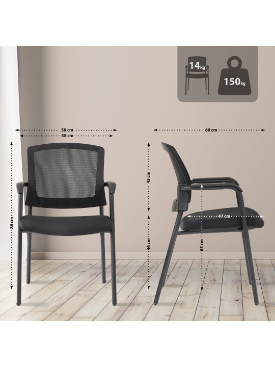 2 db Volga látogatói szék készlet, fekete