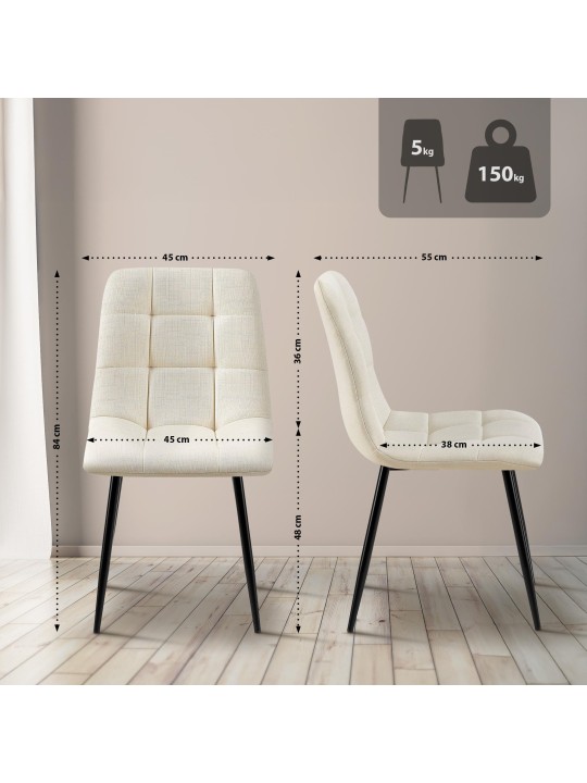 2 étkezőszékből álló Tilde szövet készlet, krém