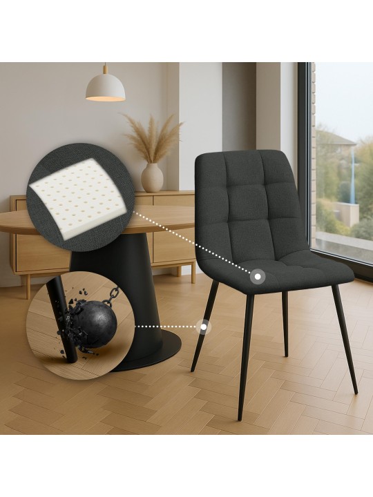 4 db Tilde Fabric étkezőszék készlet, sötétszürke