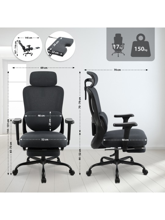 Leesburg irodai szék, fekete/fekete