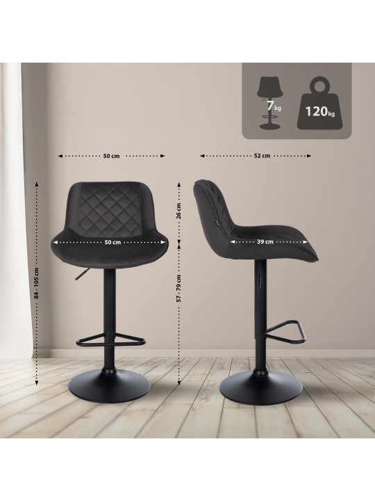 2 db-os bárszék készlet Kasson bársony, fekete 2 db-os bárszék készlet Kasson bársony, fekete