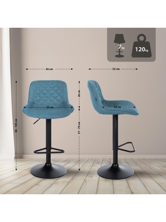 2 db-os bárszék készlet Kasson anyagból, kék 2 db-os bárszék készlet Kasson anyagból, kék