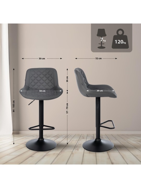 2 db-os bárszék Kasson műbőr készlet, szürke