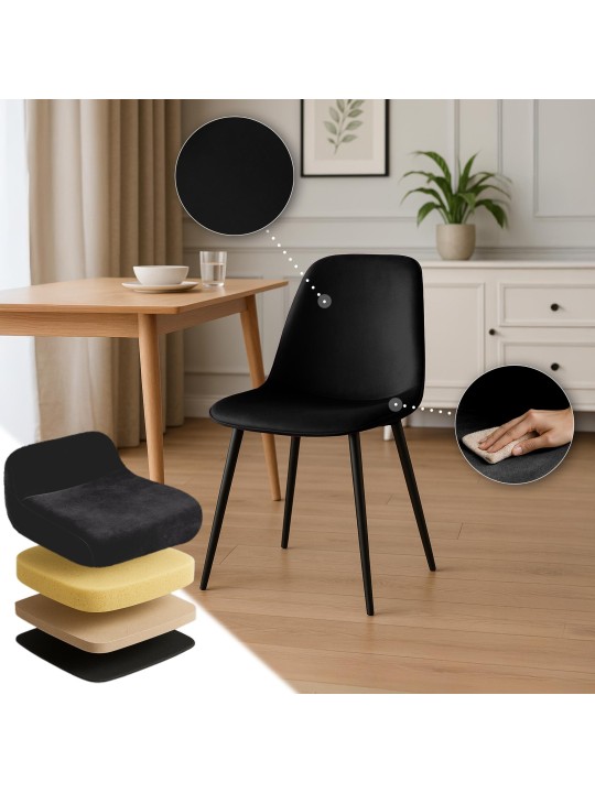 Maryam bársony étkezőszék, fekete