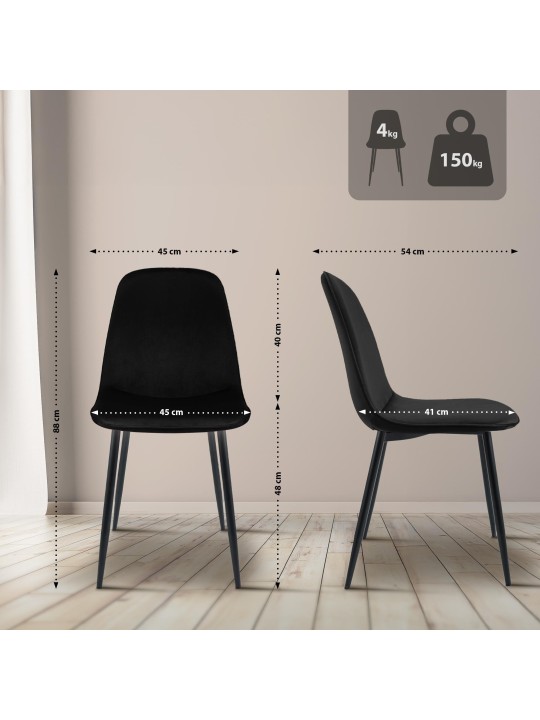 Maryam bársony étkezőszék, fekete