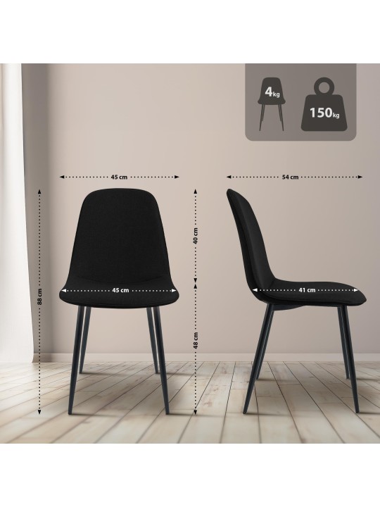 Maryam szövet étkezőszék, fekete