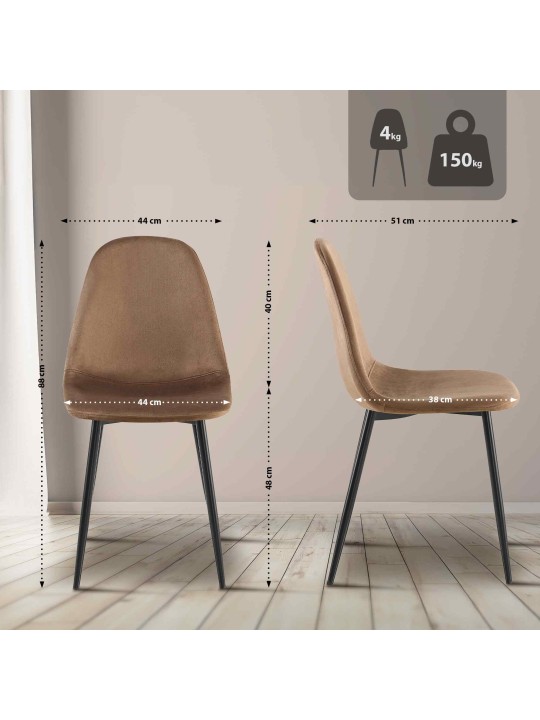 Napier bársony étkezőszék, barna