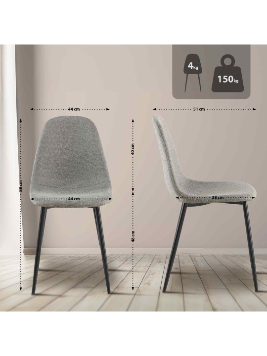 Napier szövet étkezőszék, világosszürke