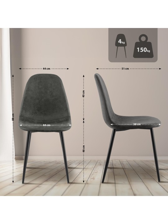 Napier vintage műbőr étkezőszék, fekete