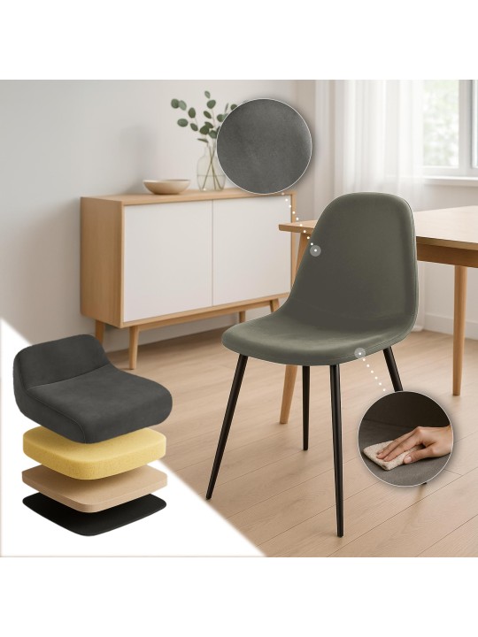 Napier bársony étkezőszék, antracit