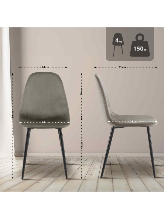 Napier bársony étkezőszék, antracit