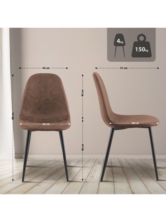 4 db Napier műbőr étkezőszék szett, barna