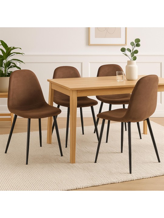 4 db Napier műbőr étkezőszék szett, barna