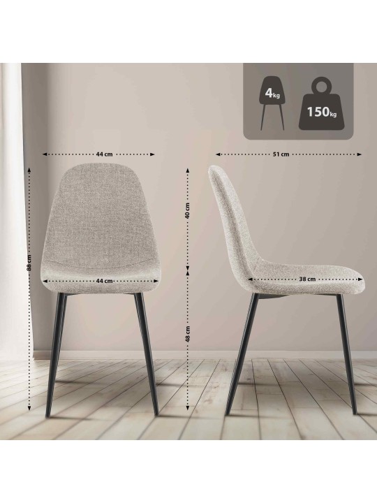 Napier szövetből álló étkezőszék szett 4 db, krém