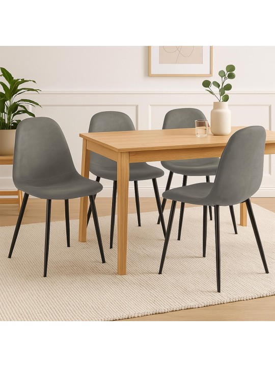 4 db Napier műbőr étkezőszék szett, sötétszürke