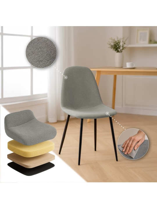 Napier szövetből álló étkezőszék szett 4 db, világosszürke