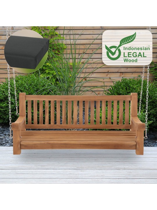 Joyce hintapad ülőpárnával 150 cm + teak, sötétszürke