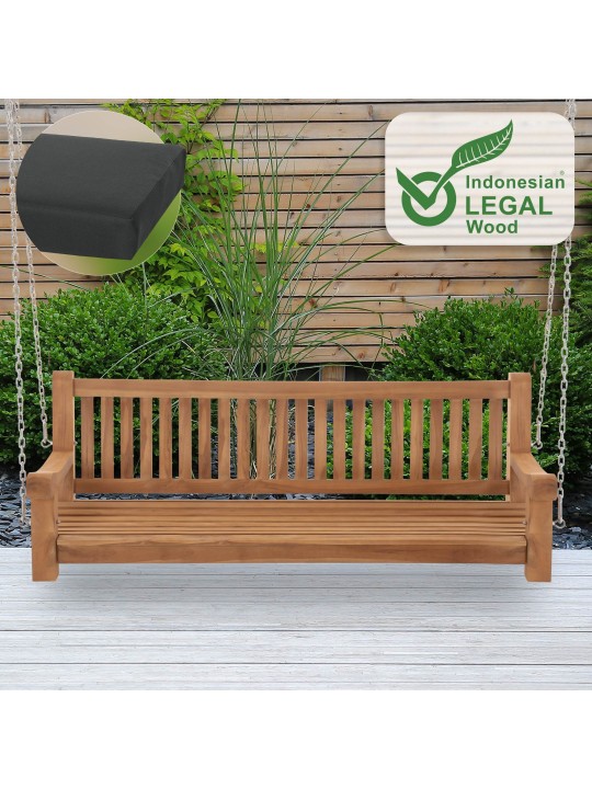 Joyce hintapad ülőpárnával 180 cm + teak, sötétszürke