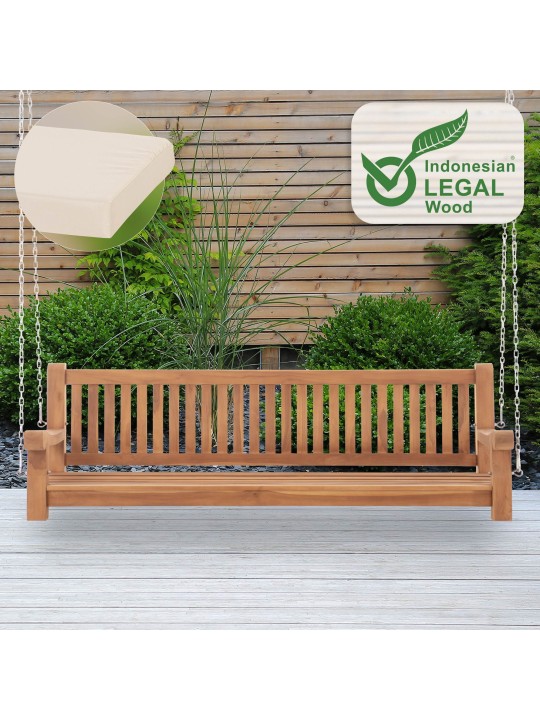 Joyce hintapad ülőpárnával 200 cm + teak, krém