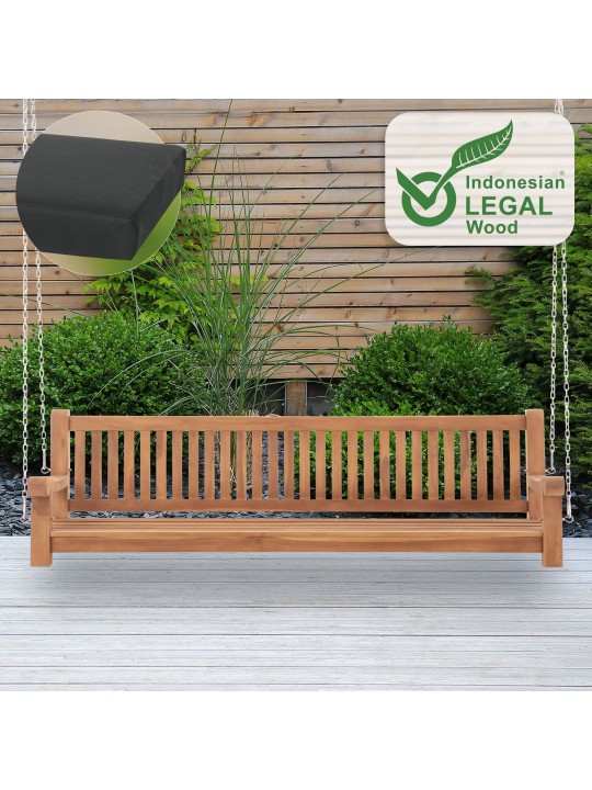 Joyce hintapad ülőpárnával 220 cm + teak, sötétszürke