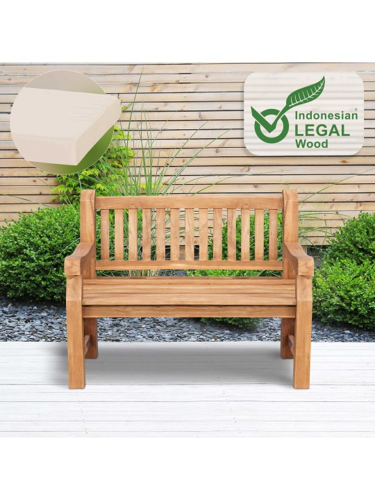 Teak pad Jackson ülőpárnával 120 cm + teak, krém