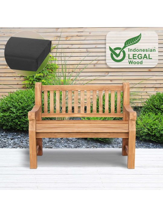 Teak pad Jackson ülőpárnával 120 cm + teak, sötétszürke