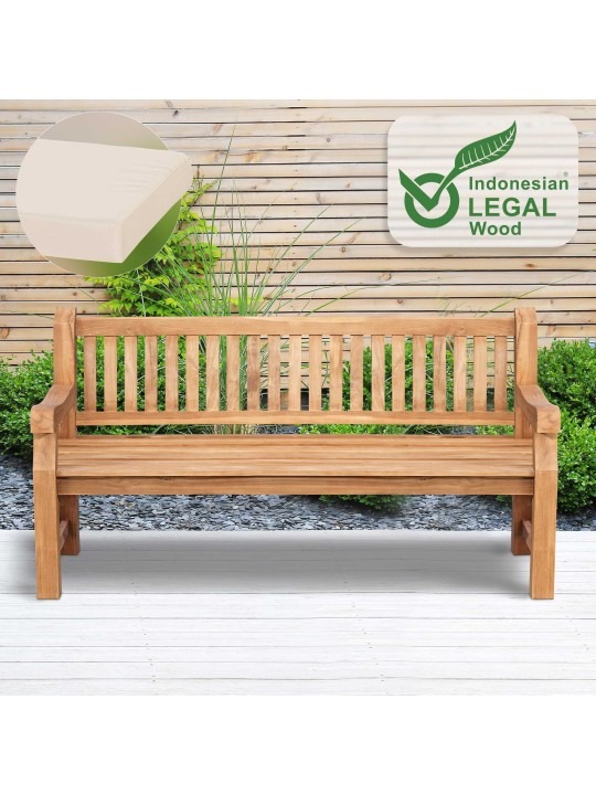 Teak pad Jackson ülőpárnával 180 cm + teak, krém