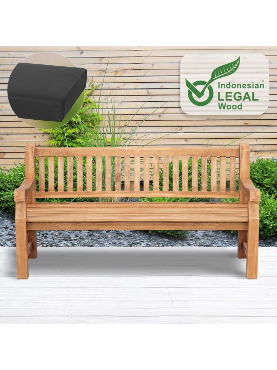 Teak pad Jackson ülőpárnával 180 cm + teak, sötétszürke