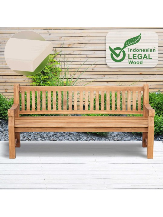 Teak pad Jackson ülőpárnával 200 cm + teak, krém