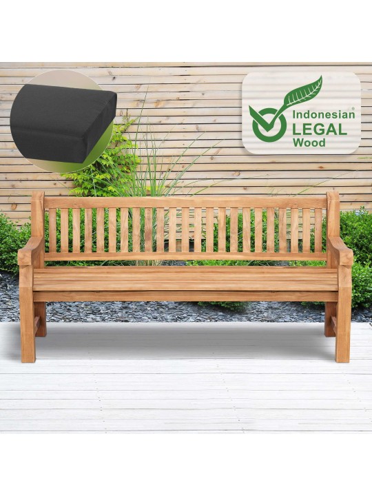 Teak pad Jackson ülőpárnával 200 cm + teak, sötétszürke