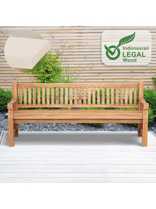 Teak pad Jackson ülőpárnával 220 cm + teak, krém