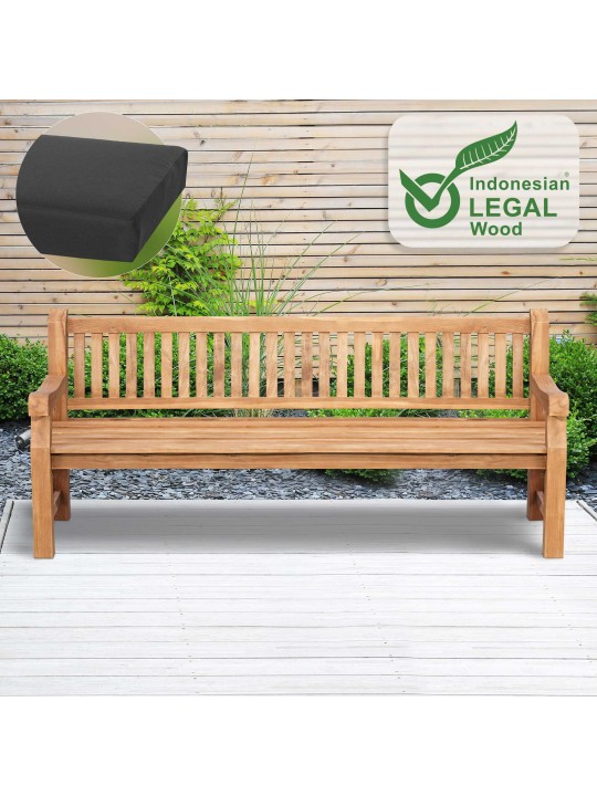 Teak pad Jackson ülőpárnával 220 cm + teak, sötétszürke