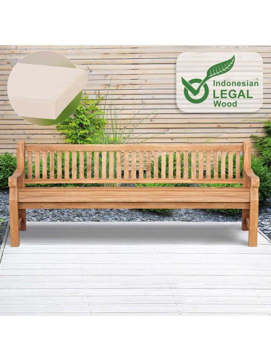 Teak pad Jackson ülőpárnával 240 cm + teak, krém
