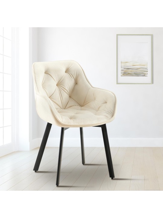 2 db Antigo bársony étkezőszék szett, krém