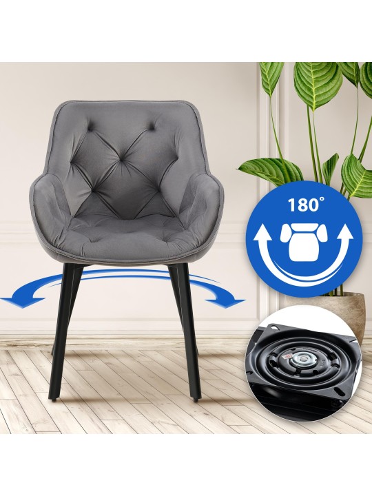 2 db Antigo bársony étkezőszék szett, sötétszürke