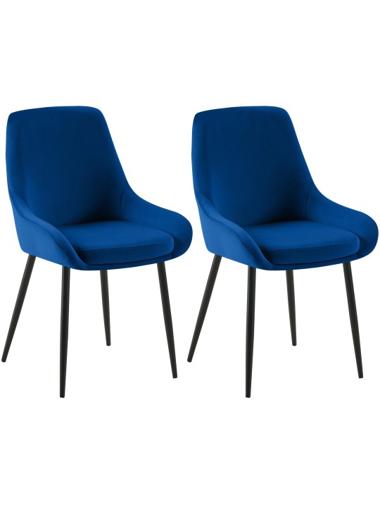 2 db Elmira bársony étkezőszékből álló készlet, sötétkék