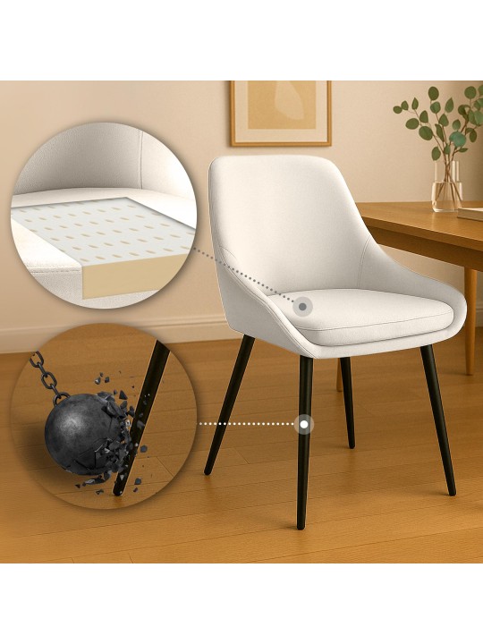 2 db Elmira bársony étkezőszékből álló készlet, krém