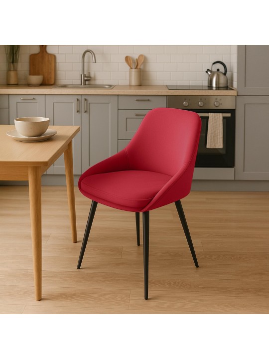 2 db Elmira bársony étkezőszékből álló készlet, piros