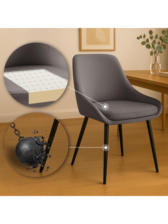 2 db Elmira bársony étkezőszékből álló készlet, antracit