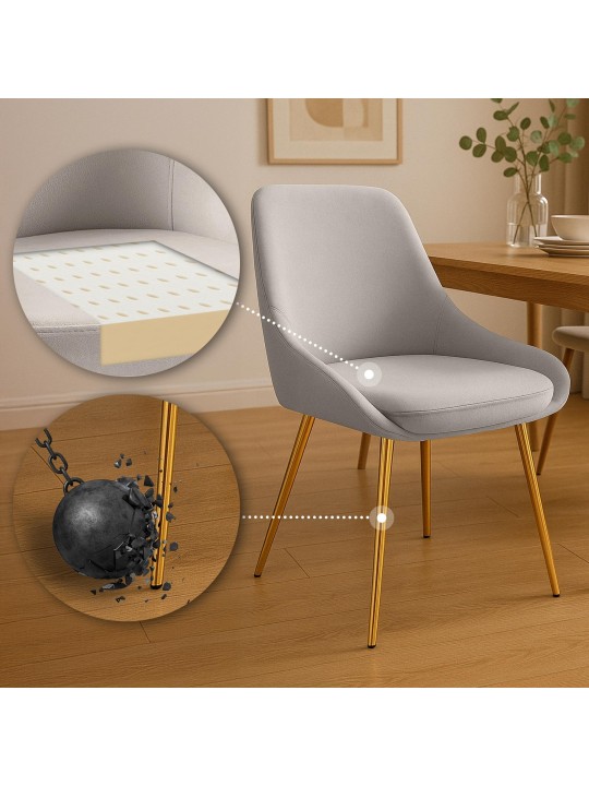 2 db Elmira bársonyarany étkezőszékből álló készlet, szürke