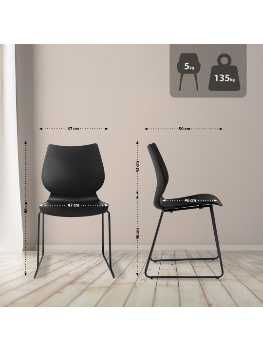 2 db Houma szék készlet, fekete
