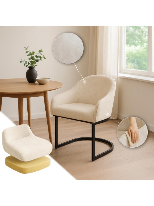 Jarik vintage bársony étkezőszék, krém