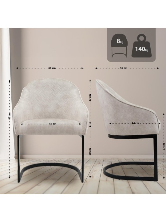 Jarik vintage bársony étkezőszék, krém