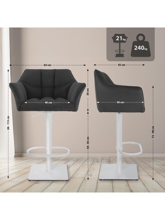 Bárszék Damaso W Cord, sötétszürke