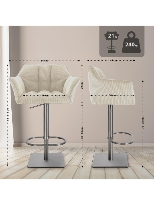 Bárszék Damaso E Cord, krém