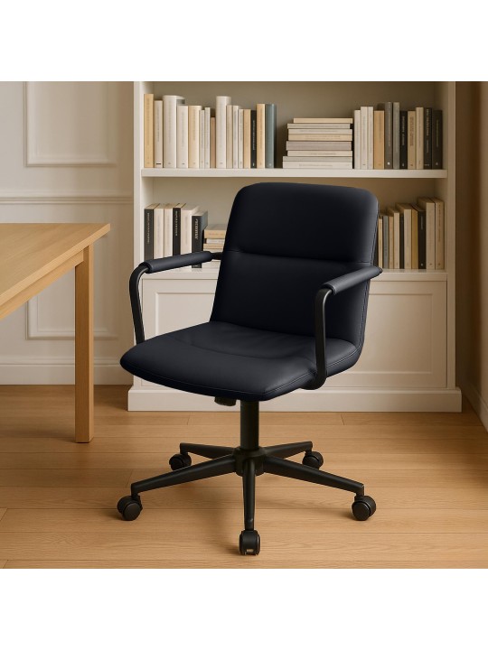 Irodai szék Hilda valódi bőr, fekete