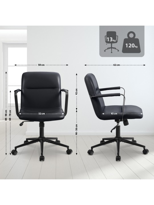 Irodai szék Hilda valódi bőr, fekete