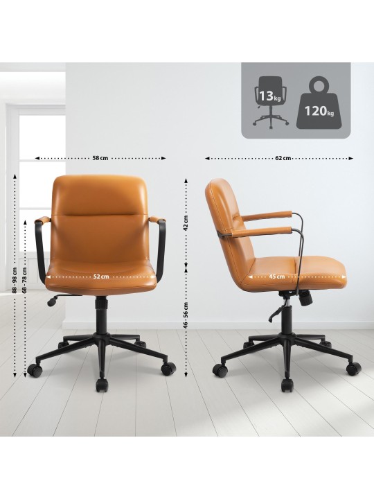 Irodai szék Hilda valódi bőr, barna