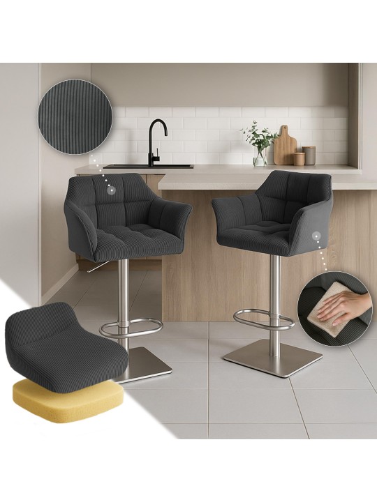 Bárszék Damaso E Cord, sötétszürke