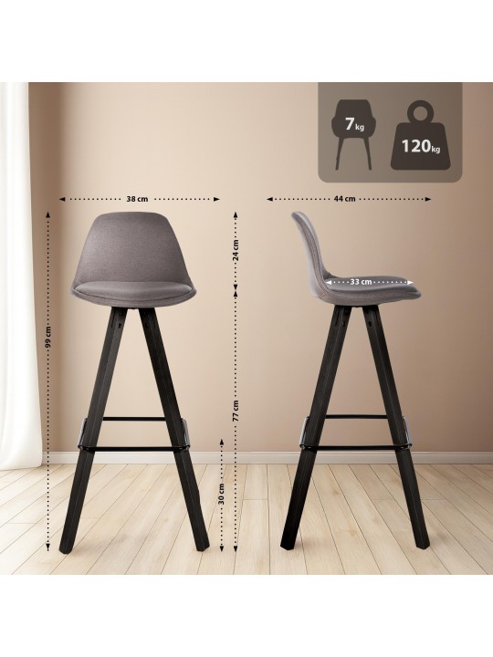 2er Set Barhocker Corbin Stoff Square, taupe 2er Set Barhocker Corbin Stoff Square, taupe